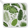 thumbnail image 6 of Dreamtimes Oven Mitts and Pot Holders with Chef Apron 3Pcs Set Tropical Leaves Non Slip Heat Resistant Gloves for Baking Cooking BBQ, 6 of 7