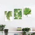 thumbnail image 1 of Wekity Juego de 3 impresiones artísticas botánicas de hojas tropicales, decoración de lienzo, hoja de planta, decoración de pared bohemia, imágenes verdes, carteles bohemios, juego de arte p, 1 of 3