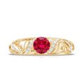 thumbnail image 4 of Rosec Jewels Created Ruby Vintage Inspired Ring with Diamond for Women (AAAA Grade), 14K Yellow Gold, US 9.50, 4 of 8