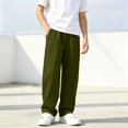 thumbnail image 2 of Boys Sweatpants Elastic Waist Loose Straight Leg Sweat Pants with Pockets Solid Color Casual Workout Joggers Pants 5-15 Years, 2 of 10