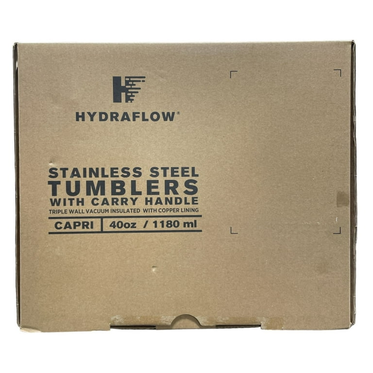 hydraflow capri 40 oz tumbler with handle and straw- Brand new