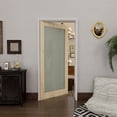 thumbnail image 2 of 36" X 80" Interior Frosted Glass Door Slab Pine Solid Wood Pantry Standard Door For Sliding Closet Door, 2 of 7