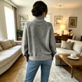 thumbnail image 4 of Womens Sweaters Button Front Chunky Knit Cardigan High Neck Long Sleeve Fall Winter Casual Coats, 4 of 4
