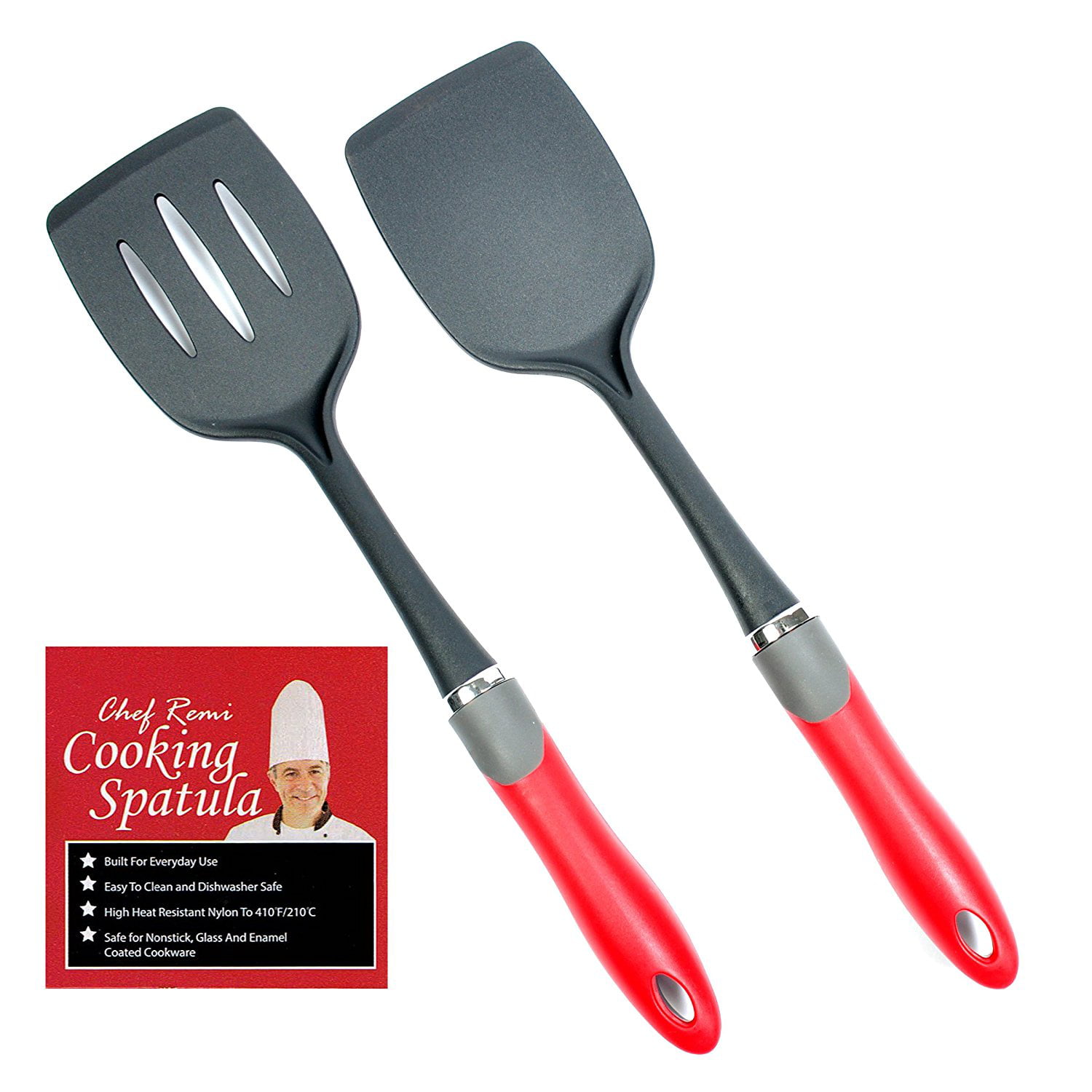 Latest 2-pc Kitchen Spatula Set - Lifetime Replacement Warranty - Multipurpose Solid And Slotted Spatulas -Nylon Utensils That Never Scratch Nonstick, Enamel, Teflon, Glass And Pyrex Pots And Pans