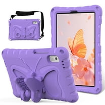 ShieldFlex for Lenovo Tab M9 2024/2023 (TB-310FU) Case with Kickstand Butterfly Wings, Kids-Friendly Silicone Shockproof Rugged Protective Cover with Shoulder Strap,Purple
