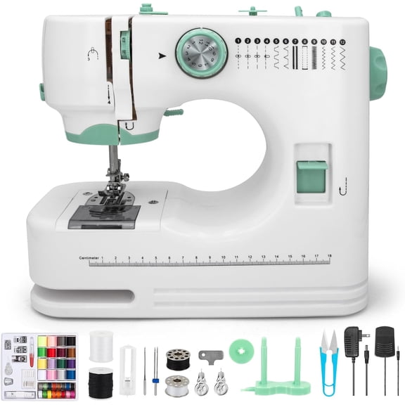 Sewing Machine for Beginners with 12 Built-in Stitches, 6 Included Feet, Portable Sewing Machine with Foot Pedal, High-Low Speeds