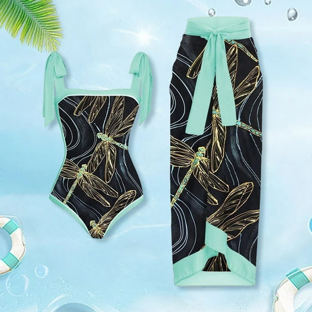 Traje De Baño Damas 2 piezas de traje de baño atlético de playa para mujer a la moda con vestido para accesorios femeninos (libélula M) Sywqhk Para Estrenar