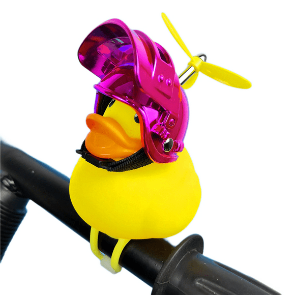 Rubber duck bicycle accessories with flash lamp and propeller helmet for automobile dashboard decoration(2pcs)