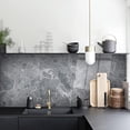 thumbnail image 2 of Peel And Stick Wallpaper For Kitchen Backsplash, Self-Adhesive Backsplash In PVC Grey Marble Tiles, Waterproof Grey Marble Film For Cabinets And Walls (16Pcs), 2 of 5