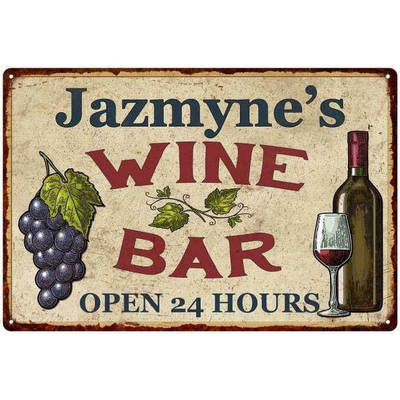 Jazmyne's Rustic Wine Bar Sign Wall Décor Kitchen Gift 8 x 12 Matte Finish Metal 108120056846