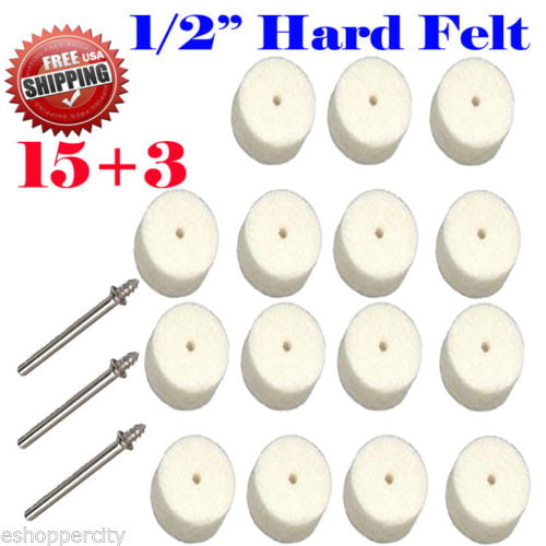 MTP ® 15+3 Hard 1/2 Wheel Felt Polishing Tip for Dremel 414 Rotary Tool  Mandrel 401 1/8 Clean Polish Tool Jewelry Stone Hobby