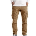 thumbnail image 2 of MRULIC jeans for men Cargo Wear Cargo Men's Full 6 Pocket Work Pants Trousers Combat Men's pants Men Cargo Pants Khaki + S, 2 of 9