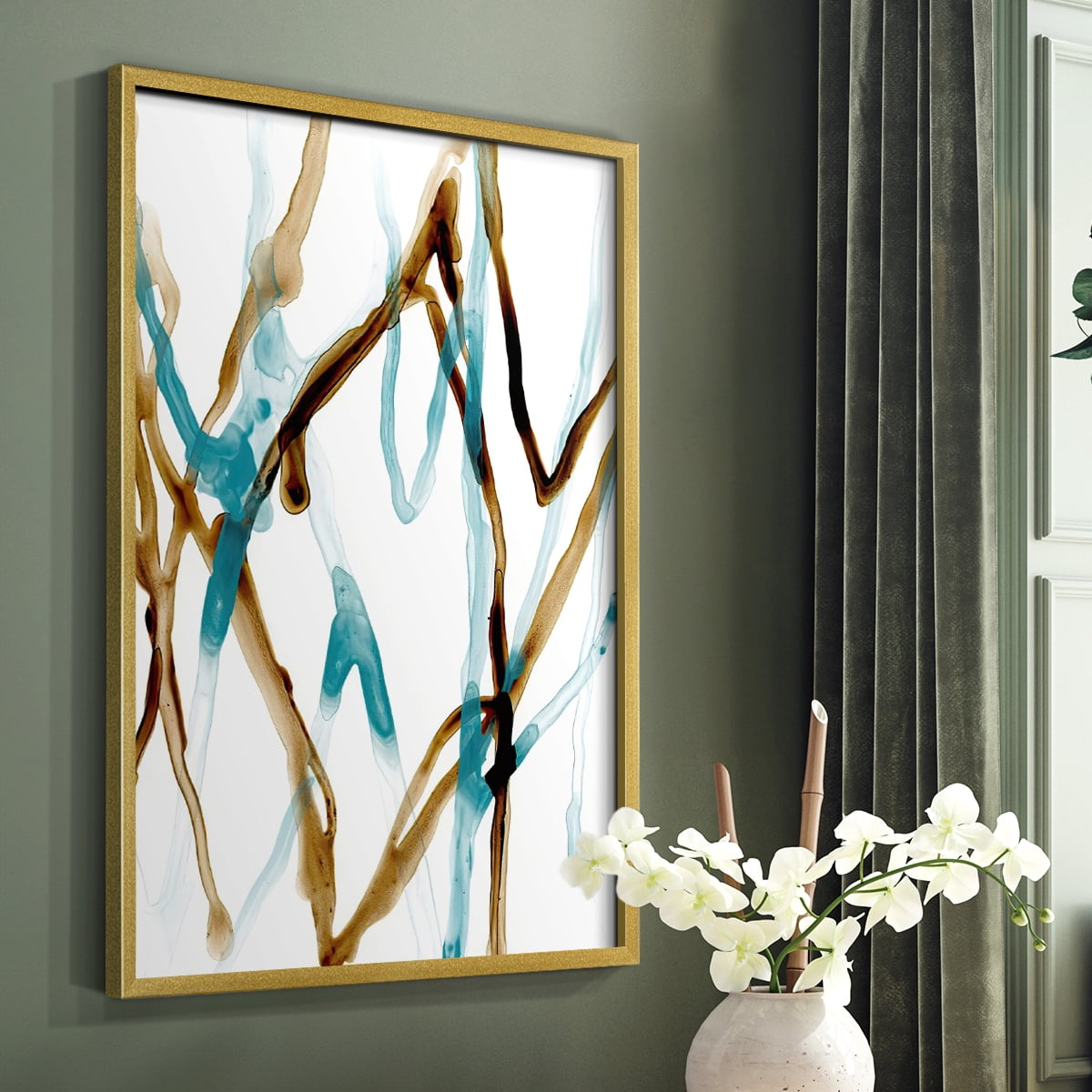 Runnel XVIII Framed Print in Gold Solid Wood Framed Print No Nail Hanging