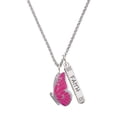 thumbnail image 1 of Delight Jewelry Silvertone Large Translucent Hot Pink Flying Butterfly Silvertone Believe Faith Prayer Hope Bar Charm Necklace, 23", 1 of 4