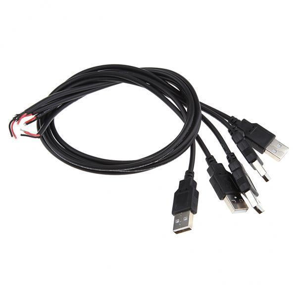5x5 Uds DIY USB 2,0 A Enchufe Macho 2 Pines 2 Cables Conector De Cable De Carga De Energía 50cm