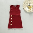 thumbnail image 2 of LLYWEY Girls Ribbed Tank Dresses, Toddler Baby Girls Solid Round Neck Sleeveless Summer Dresses Side Button Casual Sundress, Style BY-30, Red, 3 Months, 2 of 7