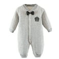 thumbnail image 1 of Infant Boys Girls Long Sleeve Winter Fashion Bowknot Jumpsuit Romper Girl Long Baby Girls Summer Romper Baby Overalls Girl Cardigan Button Clothes Dress 6 Ruffle Rompers for Gray 0-3 Months, 1 of 6