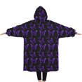thumbnail image 2 of Oversized Wearable Blanket Hoodie,Purple Butterfly Pattern Sherpa Blanket Hoodie with Super Pockets,Super Warm Fuzzy Pullover for Women & Men, 2 of 6
