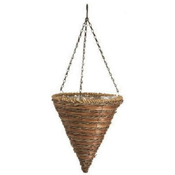 Panacea Green Thumb 12" Rope & Fern Cone Hanging Planter with Poly Lining for Water Retention