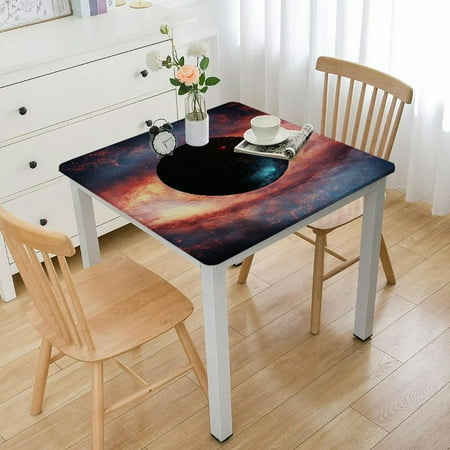 

Square Fitted Tablecloths Geometrical Pattern Elastic Edge Home Decoration Table Cover Stain Resistant Washable Polyester Tablecloth For Family Holiday Use Fits inch Square Table