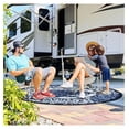 thumbnail image 4 of Keeomi 5Ft Round Outdoor Rug for Patios Waterproof, Plaid Reversible Door Mat Plastic Camping Rugs, Straw Rug Indoor Rugs Carpet for RV, Deck, Balcony, Porch, Picnic, Beach, Blue/White, 4 of 7