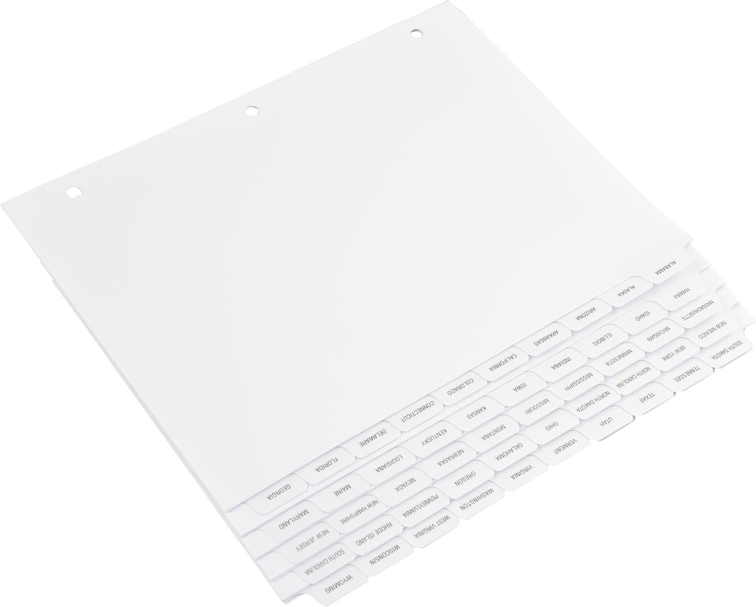 Exhibitindexes® Pre-Labeled State Divider/Index Tabs. Unpunched to Accommodate Various Binding Systems - Letter Size - Made in The USA
