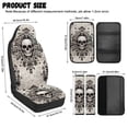 thumbnail image 7 of Xoenoiee Skull Rose Flower Print PU Leather 5 Piece Car Accessories Set, 2 Front Seat Covers, 2 Seatbelt Covers, 1 Center Console Cover, Universal Fit, 7 of 7