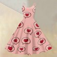 thumbnail image 2 of LWavelet 2026 Valentine's Cute Core Spaghetti Strap Dress, Heart Print Brunch Outfit Flared Swing Sundress Watermelon Red XL, 2 of 4