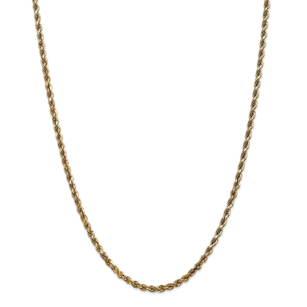 Real 14kt Yellow Gold 3.5mm Diamond Cut Rope with Lobster Clasp Chain; 20 inch; for Adults and Teens; for Women and Men