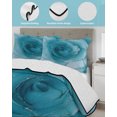 thumbnail image 4 of Marble Teal Blue King Size Down Alternative Comforter,Lightweight Comforter Quilt Bedding Set with Pillow Shams Modern Rose Floral Ink Art Silver Lines All Seasons Bed Comforter Duvet Insert 96"x106", 4 of 7