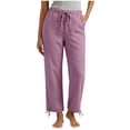 thumbnail image 2 of Byworldtasic Casual Pants for Women Elastic Drawstring Waist Trousers with Cinchable Ankles Soft Breathable Pants, 2 of 5