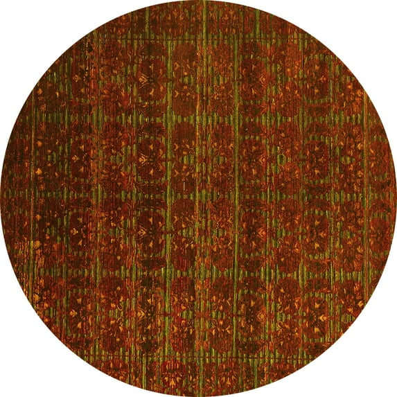 Ahgly Company Indoor Round Abstract Yellow Modern Area Rugs, 4' Round