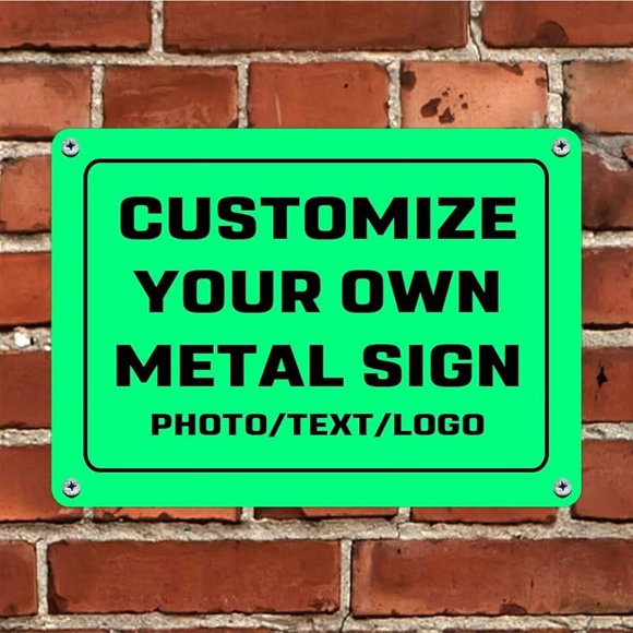 Personalized Custom Metal Signs, Customize Your Own Street Signs Road Signs, Waterproof Signs with Photo Picture Text Logo for Home, Garden, Office Buildings, 16"x4"