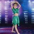 thumbnail image 2 of Staki Dance Costumes for Girls Metallic Dance Tops for Girls Long Sleeve Cropped Y2K Top Shiny Disco Streetwear Rave Party Festivals 3T,4T,5T,6Y,7Y,8Y,9Y,10Y(Dark Green,5-6 Years), 2 of 4