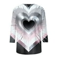 thumbnail image 6 of Vetsdori Womens 3/4 Sleeve Blouses Gifts for Girlfriend Pullover Casual Graphic Valentine Heart Print,Fashion Crew Neck Tops for Junior Cute, 6 of 6