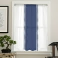 thumbnail image 4 of Blue Solid Color Texture Semi Sheer Curtains Drapes for Living Room, Bedroom, French Doors Window 108 Inches Long, Simple Blue Pattern Rod Pocket Chiffon Curtain Drapery Voile Draperies Panel, 4 of 6