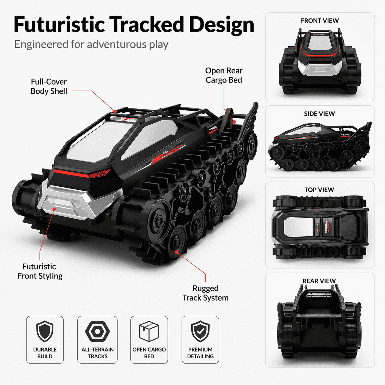 Tracked Tank Children'S Outdoor Toy All-Terrain Off-Road Remote Control Car