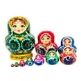 thumbnail image 3 of Muñeca Matryoshka de 10 capas, decoración hecha a mano, figuras apilables para cumpleaños Verde, 3 of 9