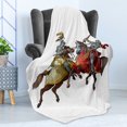 thumbnail image 4 of Medieval Soft Flannel Fleece Throw Blanket, Middle Age Fighters Knights with Costume Renaissance Period Illustration, Cozy Plush for Indoor and Outdoor Use, 50" x 60", Multicolor, by Ambesonne, 4 of 5