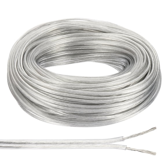 Uxcell 200Ft 18/2 Cable Cubierto, 300V SPT-1 Cable de Lámpara Aislado Resistente al Calor Cable Electrónico Flexible, Transparente
