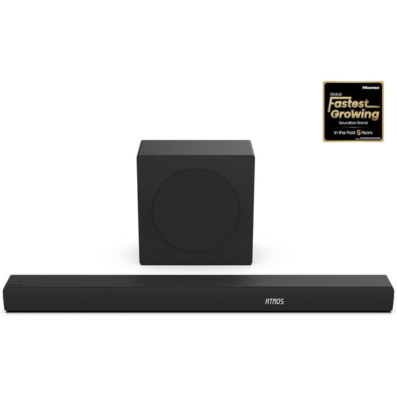 Restored Hisense AX3100Q 3.1Ch Sound Bar with Wireless Subwoofer, Dolby Atmos, DTS:X, Bluetooth 5.3, Roku TV Ready, HDMI/AUX/ARC/Optical/USB, EzPlay, Ez UP, 7 EQ Modes (Refurbished)
