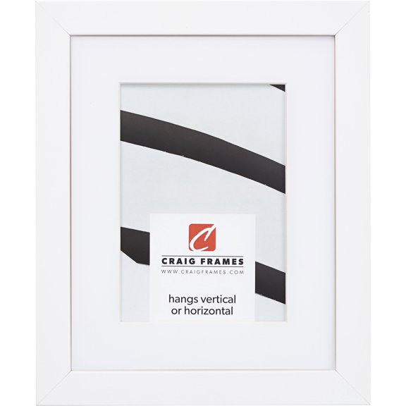 Craig Frames Essentials, 19x25 inch Picture Frame Matted for a 14x20 Photo, Satin White