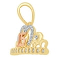 thumbnail image 2 of 14k Yellow & Rose Gold, Crown Tiara 15 Quinceanera Pendant Charm Created CZ Crystals 18mm NO Necklace, 2 of 5