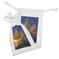 thumbnail image 2 of Landscape Fabric Pouch Set of 2, Florida Keys Old Bridge Sunset at Bahia Honda Park USA Cloudscape Picture Print, Drawstring Bag for Toiletries Masks and Favors, 9" x 6", Orange Blue, by Ambesonne, 2 of 2