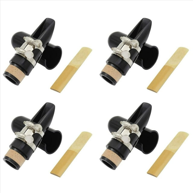 4X Kit de Boquilla, Incluye Ligadura + Caña de Clarinete 2.5 + Boquilla de Clarinete Negro Tapa de Plástico Accesorios para Instrumentos Musicales