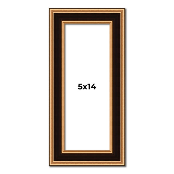 5x14 Frame Gold Brown Plein Air Vintage Solid Wood Picture Frame | 1.75 Inches Moulding Width |