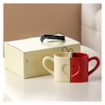 thumbnail image 1 of Juego de tazas de café de cerámica - Set de regalo for parejas for boda, día de San Valentín - Diseño de medio corazón, 1 of 6