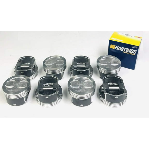 Silvolite Pistons & Matching Rings compatible with 1996-01 Chevy 5.7 5.7L 350 Vortec Hypereutectic Coated Skirt Pistons Set of (8)  .030". 4.030" Bore Diameter