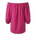 thumbnail image 7 of Baqcunre Long Sleeve Shirts For Women Women Off Shoulder Shirt Floral Print Long Sleeve Off Shoulder V Neck Tops Retro Ethnic Style Loose Blouse Fall Shirts For Women Crop Tops Hot Pink XL, 7 of 7