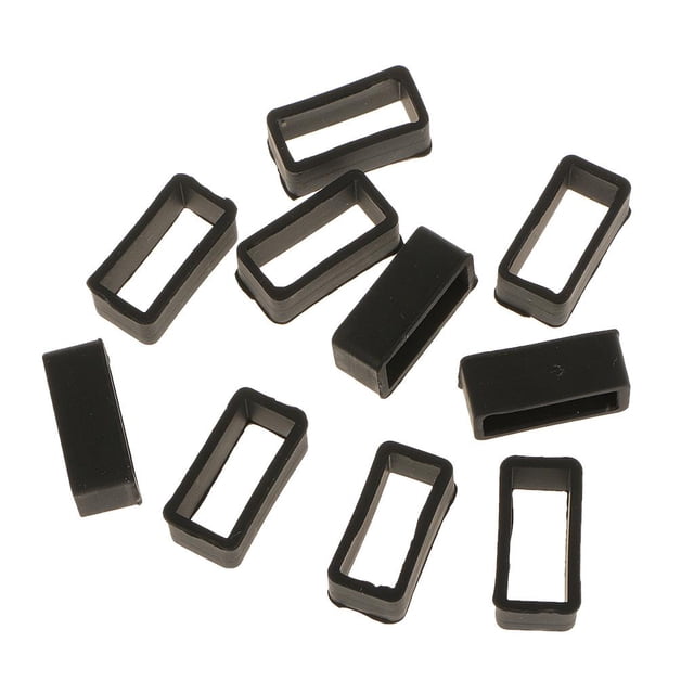 10 pack correa de reloj de silicona correa de reloj de bucle de repuesto Keeper Negro 18mm Zulema Lazos de goma negros